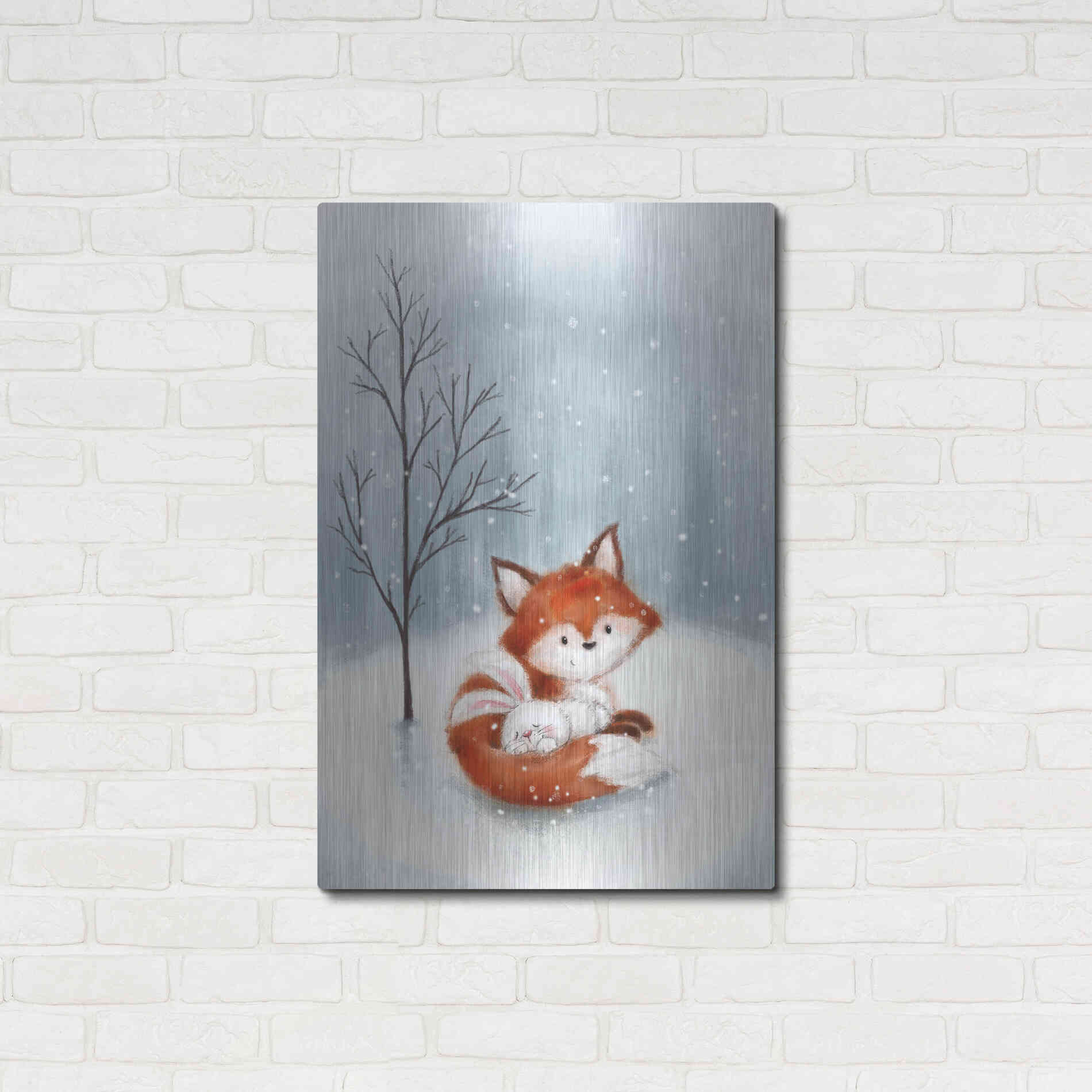 Luxe Metal Art 'Fox And Rabbit 1' by Makiko, Metal Wall Art,24x36