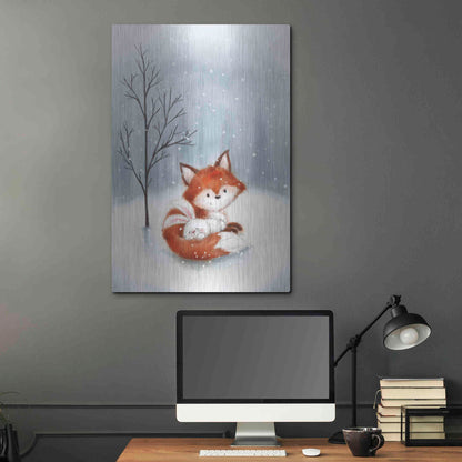 Luxe Metal Art 'Fox And Rabbit 1' by Makiko, Metal Wall Art,24x36