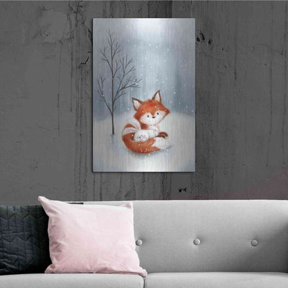 Luxe Metal Art 'Fox And Rabbit 1' by Makiko, Metal Wall Art,24x36