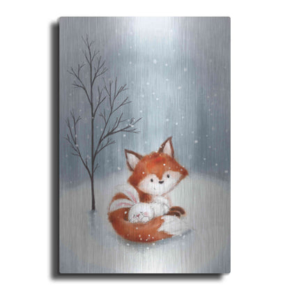 Luxe Metal Art 'Fox And Rabbit 1' by Makiko, Metal Wall Art