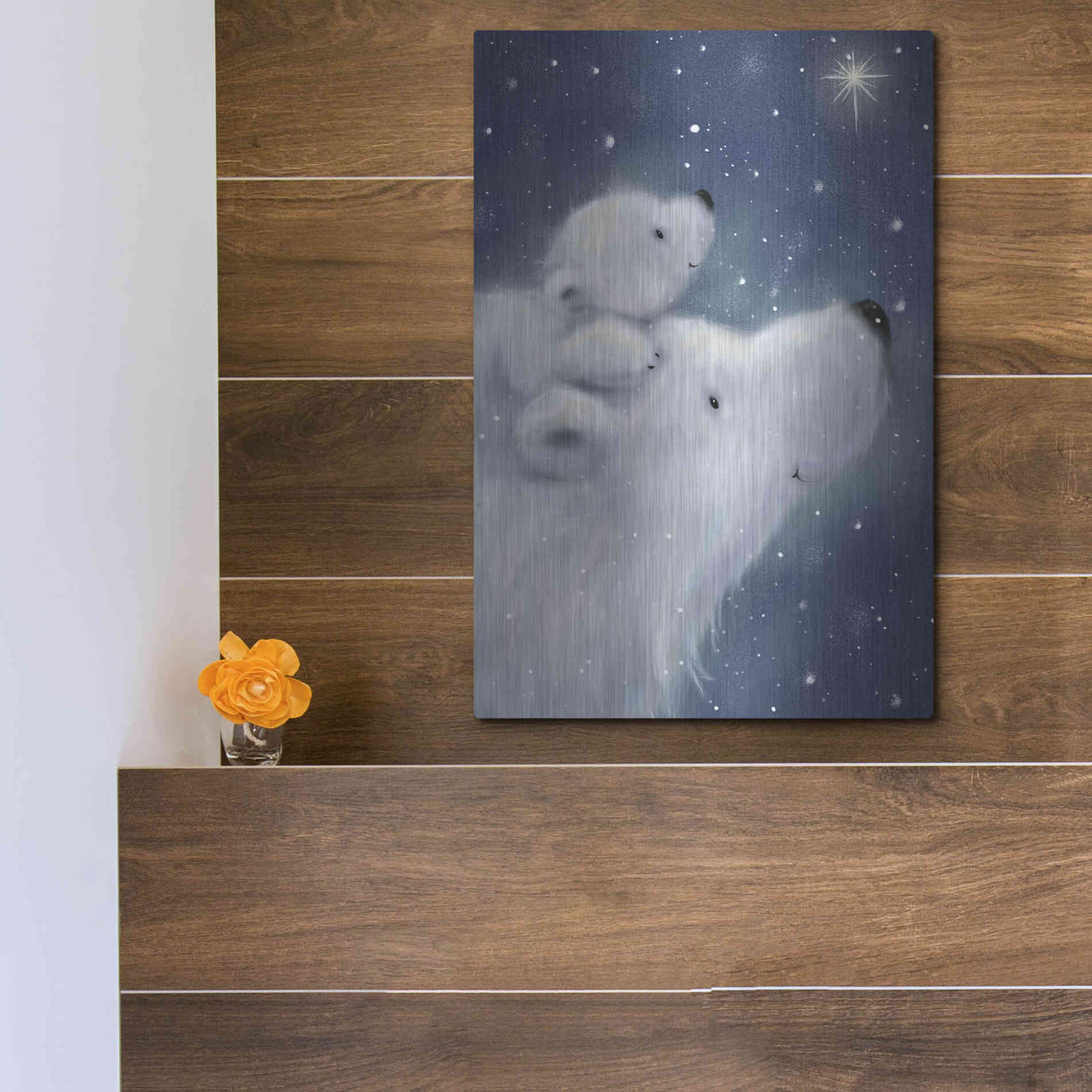 Luxe Metal Art 'Polar Bear And Cub 2' by Makiko, Metal Wall Art,12x16