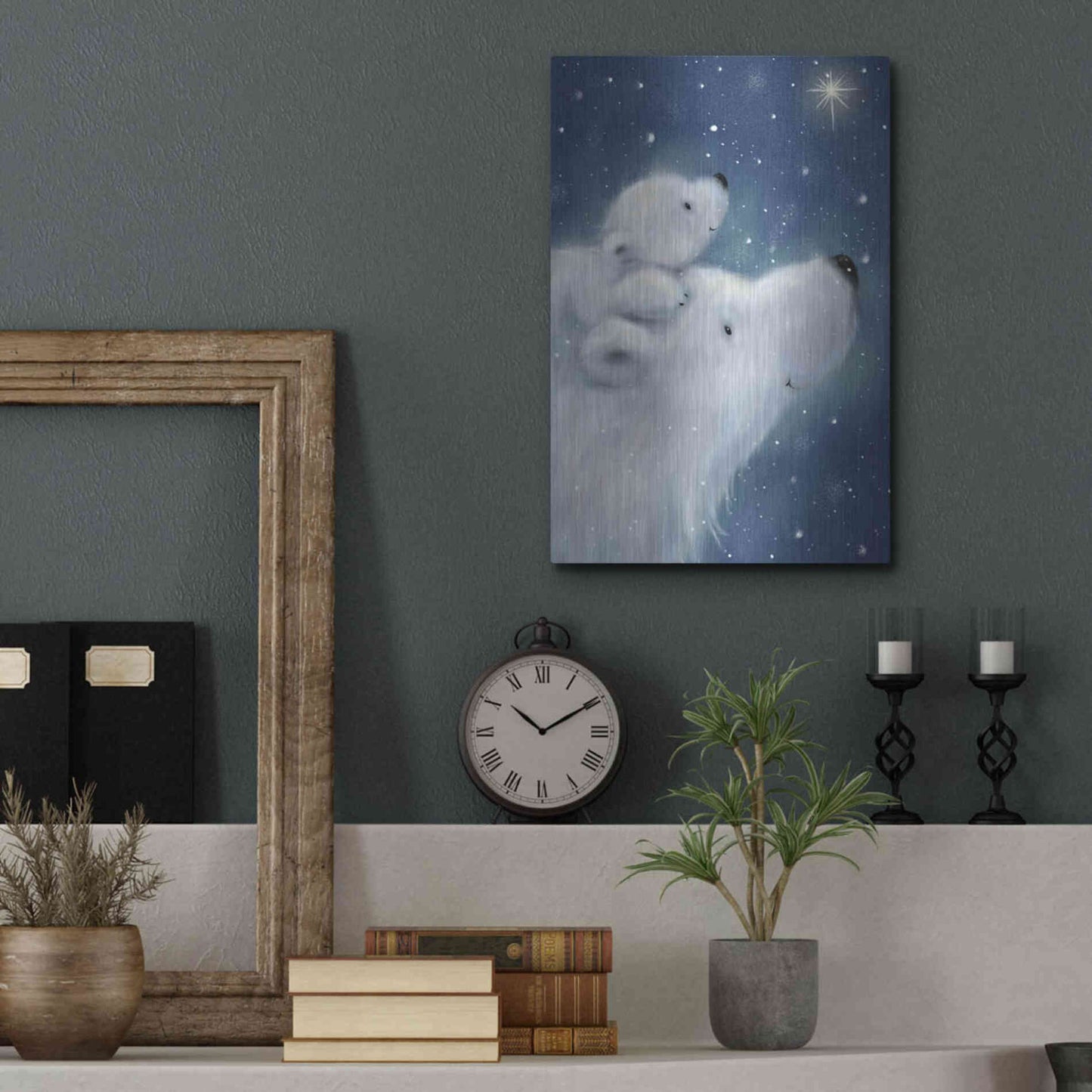 Luxe Metal Art 'Polar Bear And Cub 2' by Makiko, Metal Wall Art,12x16