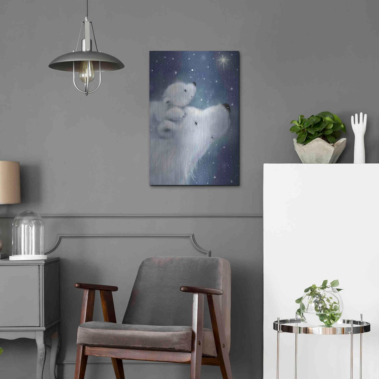 Luxe Metal Art 'Polar Bear And Cub 2' by Makiko, Metal Wall Art,16x24