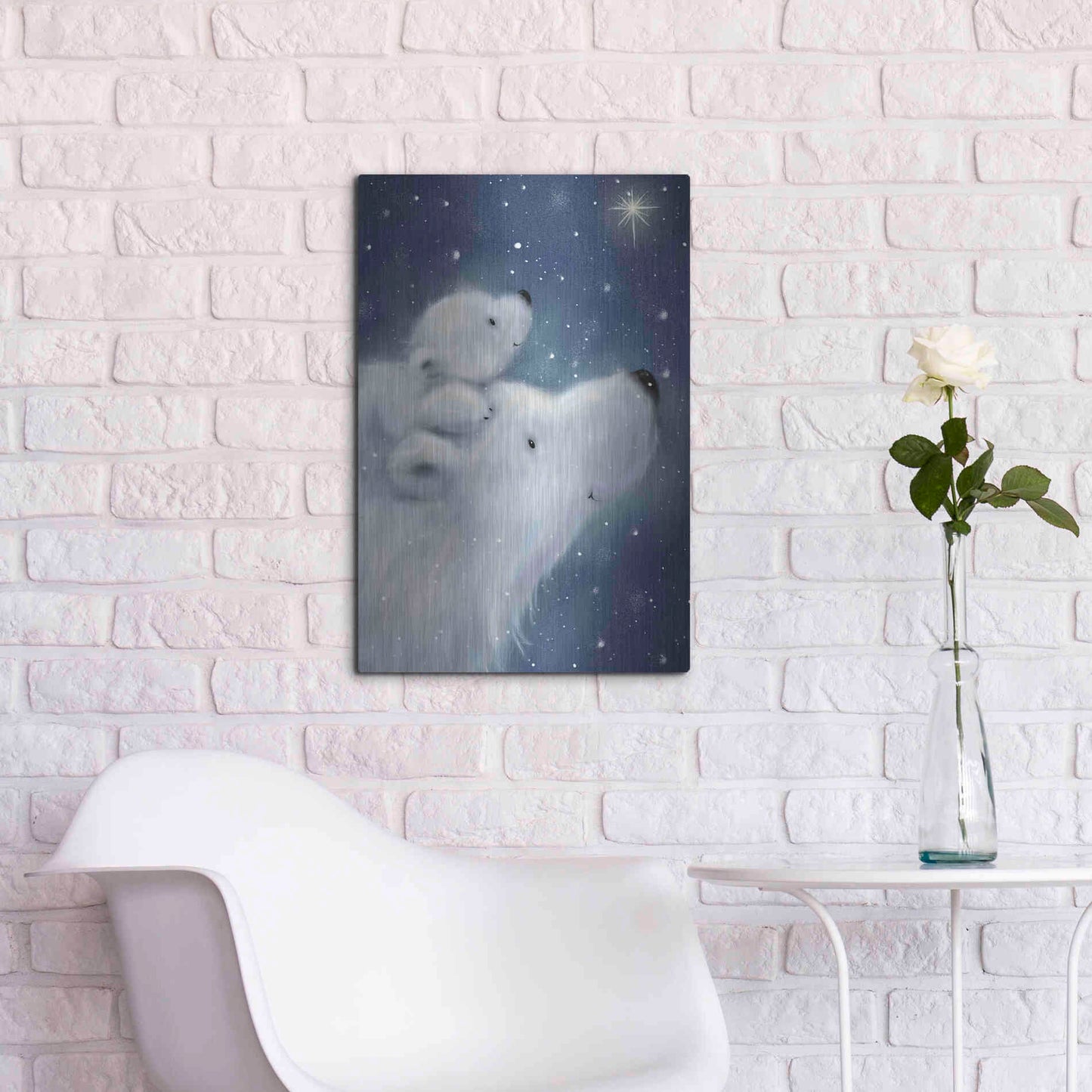 Luxe Metal Art 'Polar Bear And Cub 2' by Makiko, Metal Wall Art,16x24