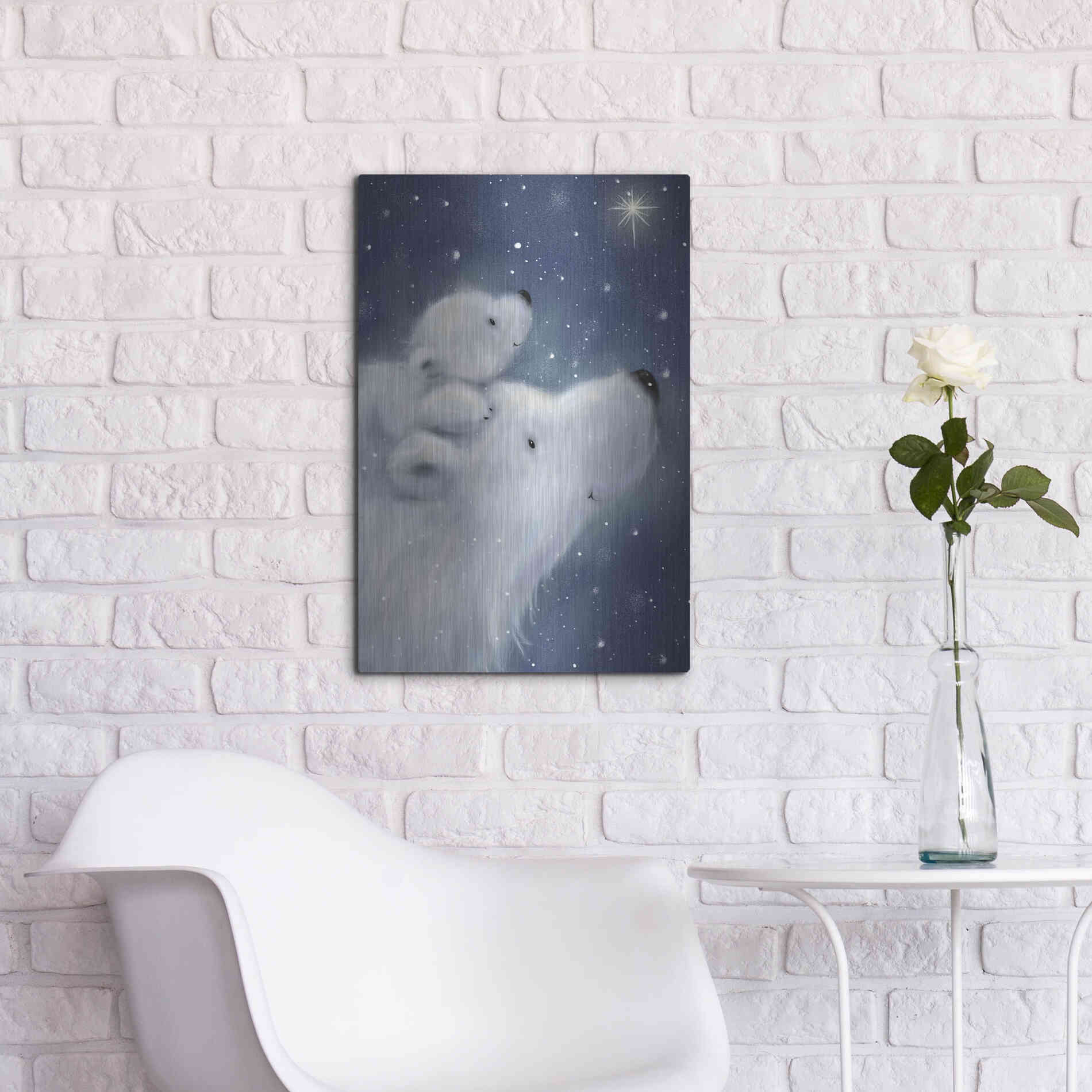Luxe Metal Art 'Polar Bear And Cub 2' by Makiko, Metal Wall Art,16x24