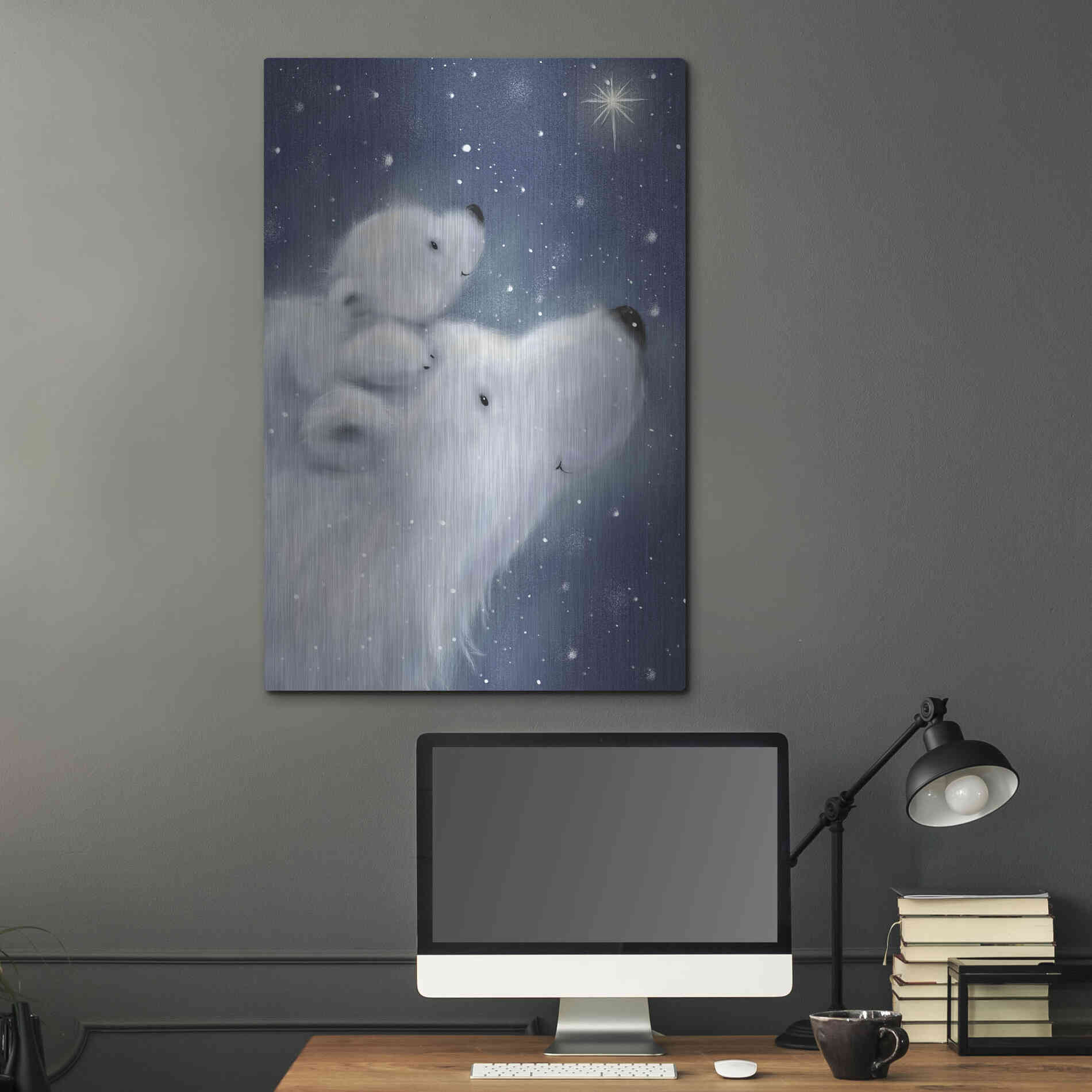Luxe Metal Art 'Polar Bear And Cub 2' by Makiko, Metal Wall Art,24x36