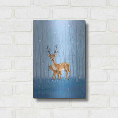 Luxe Metal Art 'Reindeers' by Makiko, Metal Wall Art,12x16