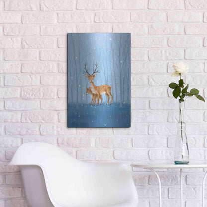 Luxe Metal Art 'Reindeers' by Makiko, Metal Wall Art,16x24