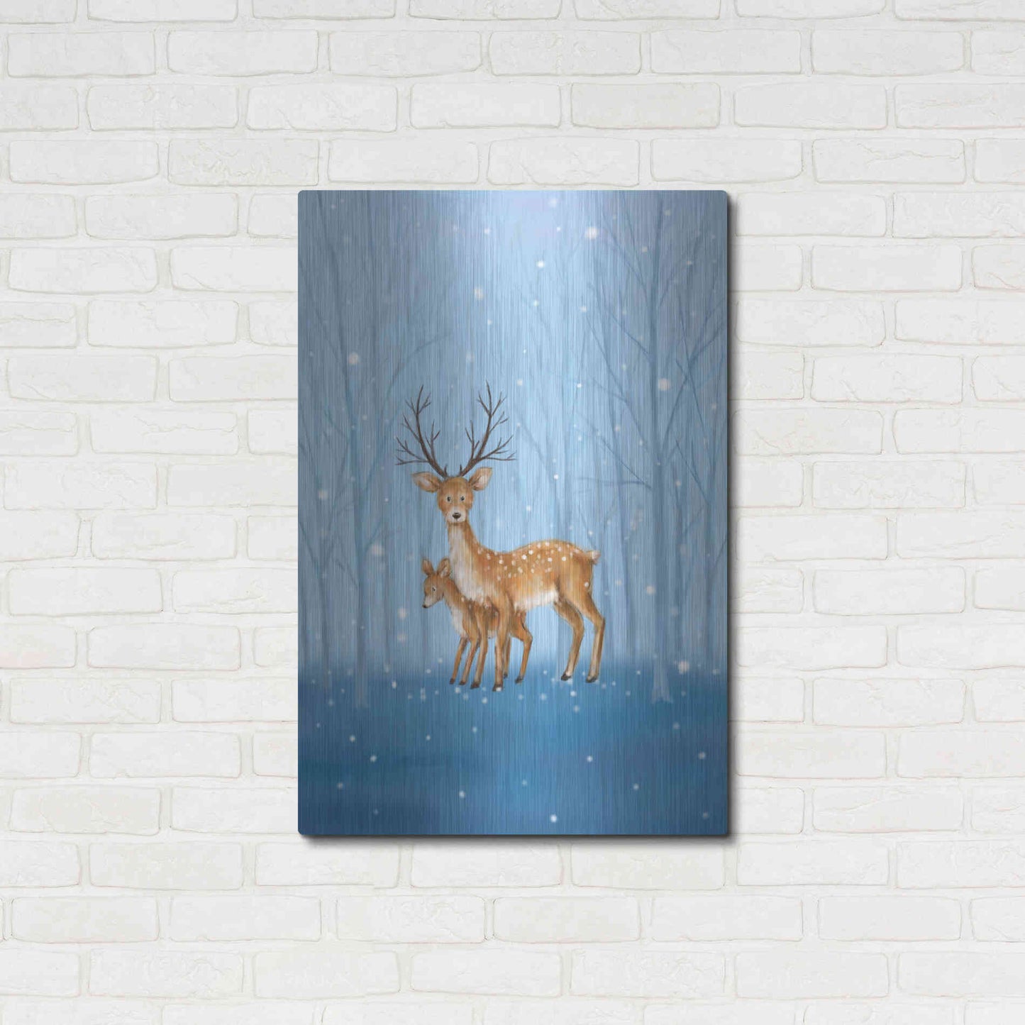 Luxe Metal Art 'Reindeers' by Makiko, Metal Wall Art,24x36