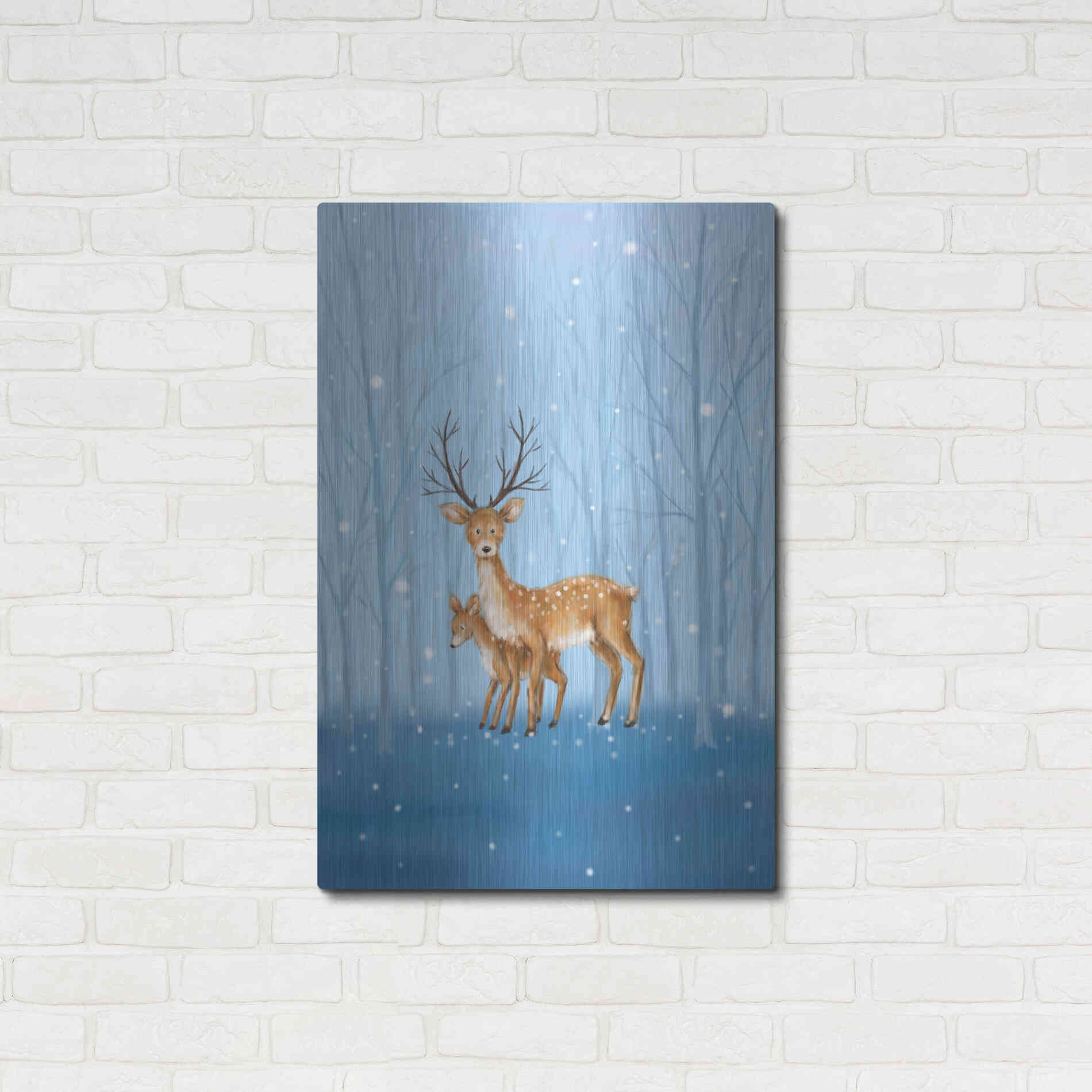 Luxe Metal Art 'Reindeers' by Makiko, Metal Wall Art,24x36