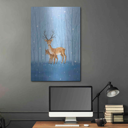 Luxe Metal Art 'Reindeers' by Makiko, Metal Wall Art,24x36