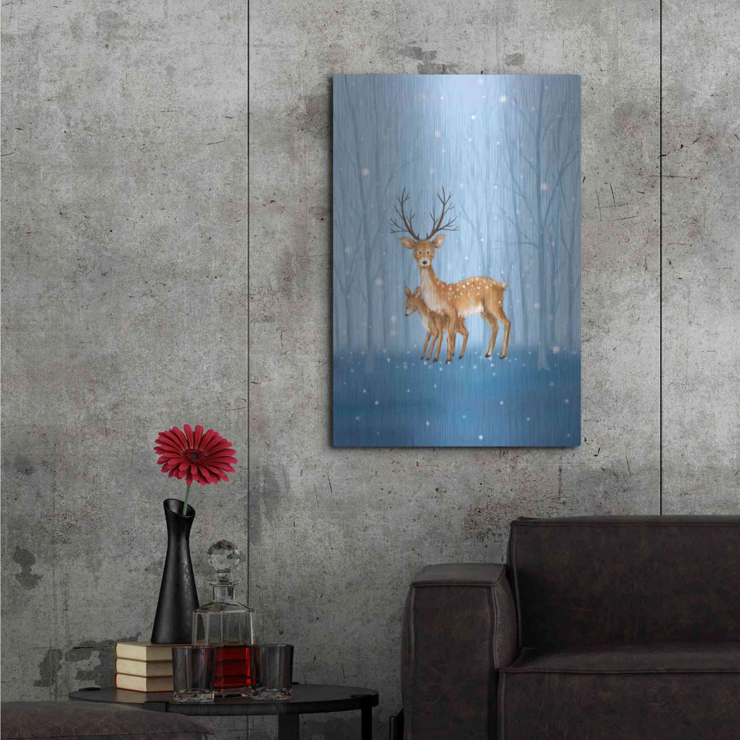 Luxe Metal Art 'Reindeers' by Makiko, Metal Wall Art,24x36