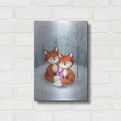 Luxe Metal Art 'Two Fox 1' by Makiko, Metal Wall Art,12x16