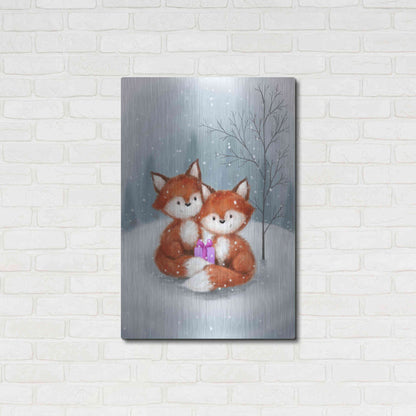 Luxe Metal Art 'Two Fox 1' by Makiko, Metal Wall Art,24x36