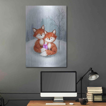 Luxe Metal Art 'Two Fox 1' by Makiko, Metal Wall Art,24x36