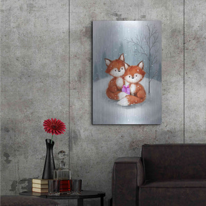 Luxe Metal Art 'Two Fox 1' by Makiko, Metal Wall Art,24x36