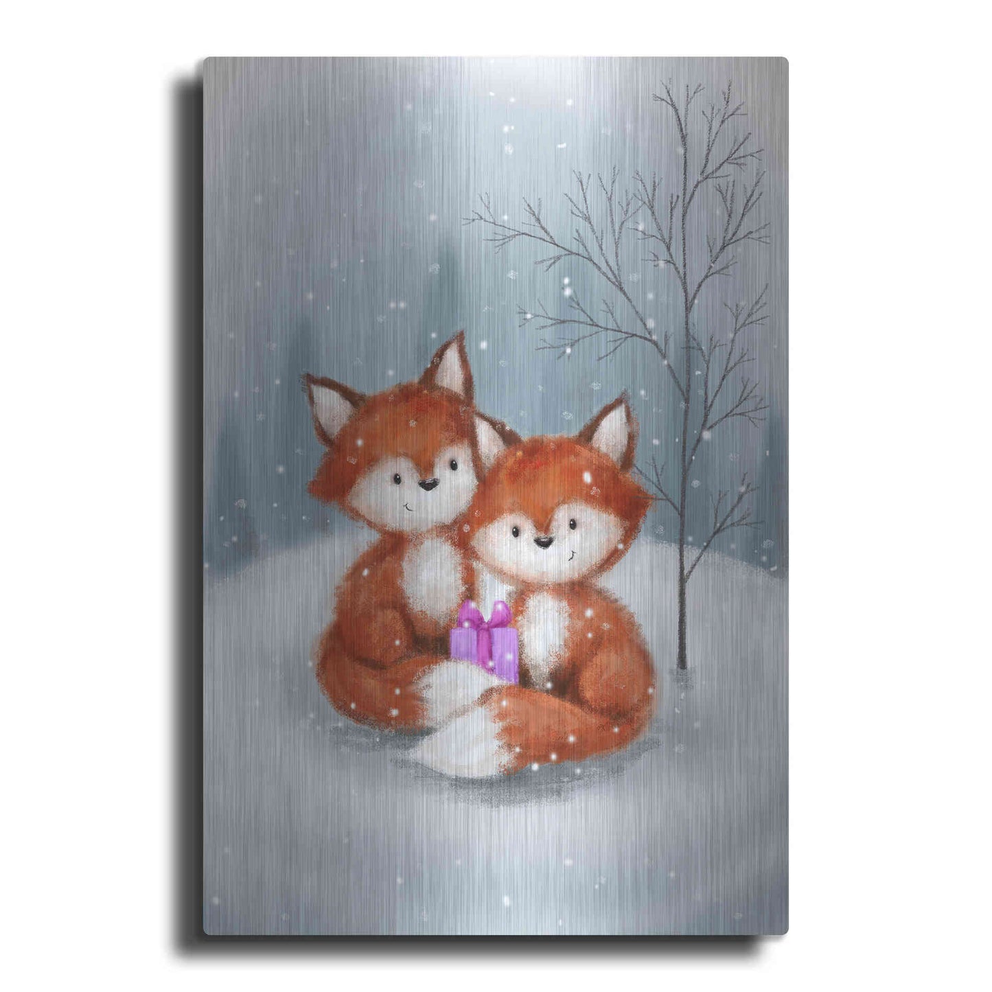 Luxe Metal Art 'Two Fox 1' by Makiko, Metal Wall Art