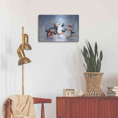 Luxe Metal Art 'Three Penguins' by Makiko, Metal Wall Art,24x16