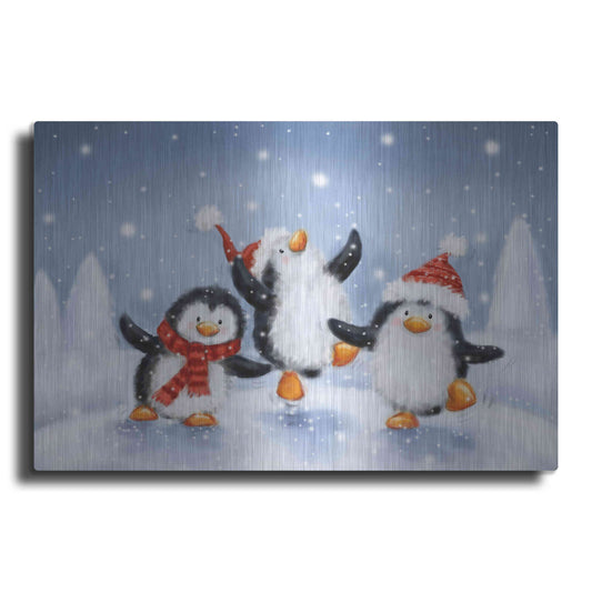 Luxe Metal Art 'Three Penguins' by Makiko, Metal Wall Art