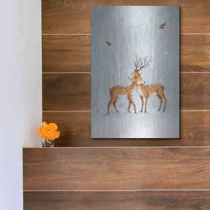 Luxe Metal Art 'Deer Couple in Wood' by Makiko, Metal Wall Art,12x16