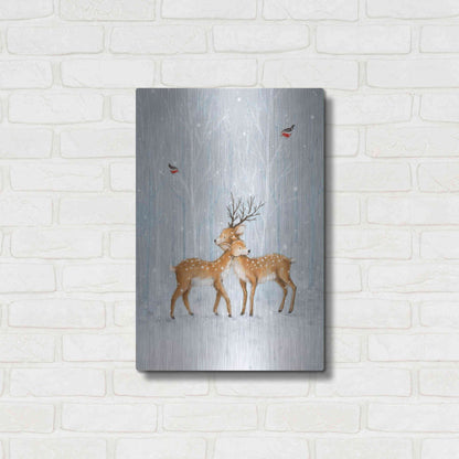Luxe Metal Art 'Deer Couple in Wood' by Makiko, Metal Wall Art,16x24