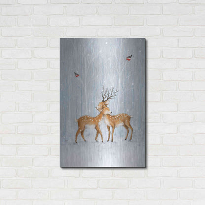 Luxe Metal Art 'Deer Couple in Wood' by Makiko, Metal Wall Art,24x36