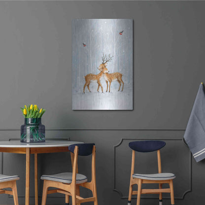 Luxe Metal Art 'Deer Couple in Wood' by Makiko, Metal Wall Art,24x36