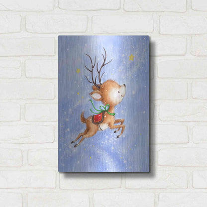 Luxe Metal Art 'Flying Rudolph' by Makiko, Metal Wall Art,12x16