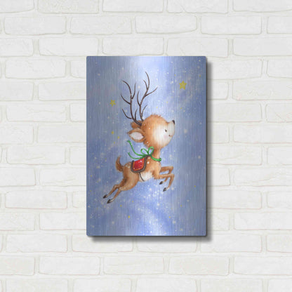 Luxe Metal Art 'Flying Rudolph' by Makiko, Metal Wall Art,16x24
