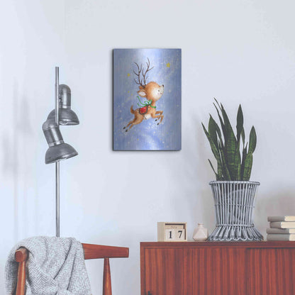 Luxe Metal Art 'Flying Rudolph' by Makiko, Metal Wall Art,16x24