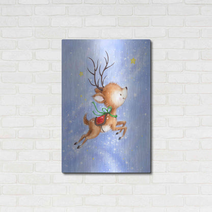 Luxe Metal Art 'Flying Rudolph' by Makiko, Metal Wall Art,24x36