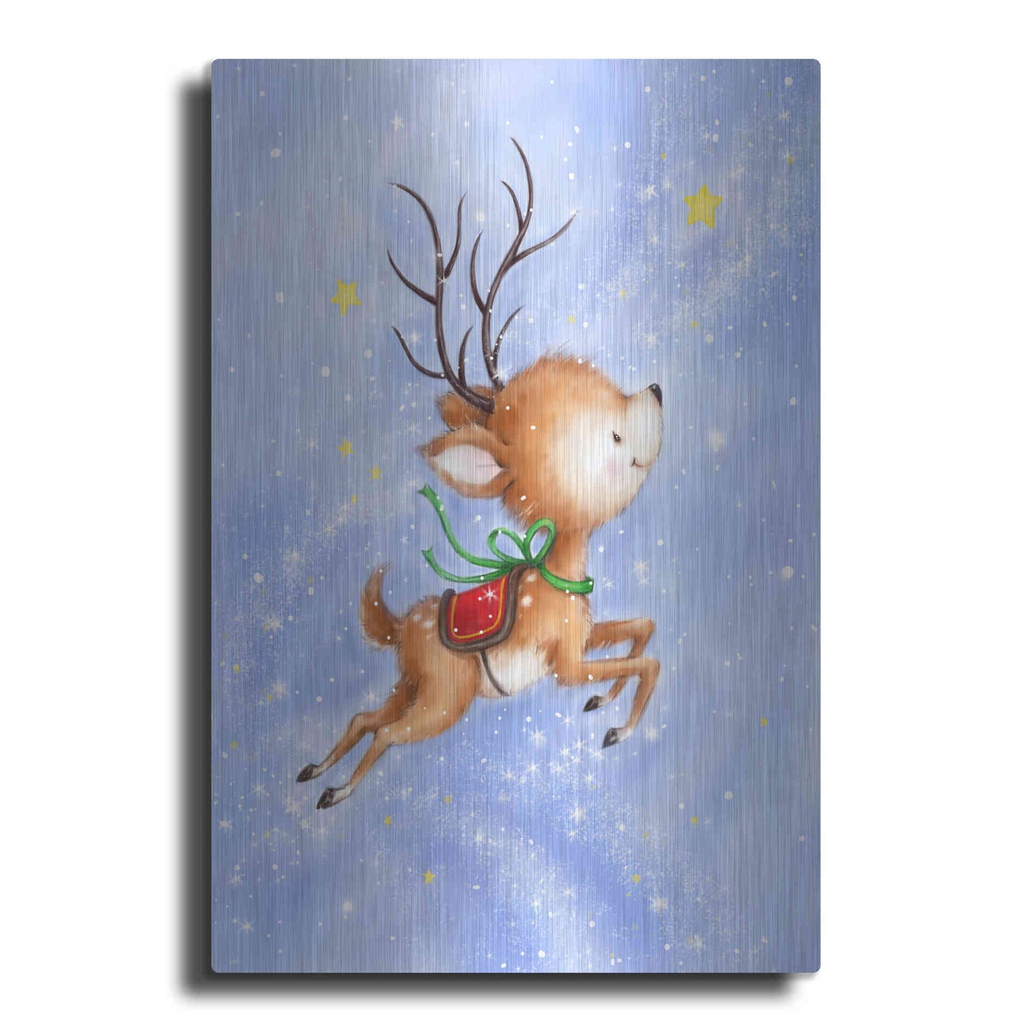 Luxe Metal Art 'Flying Rudolph' by Makiko, Metal Wall Art