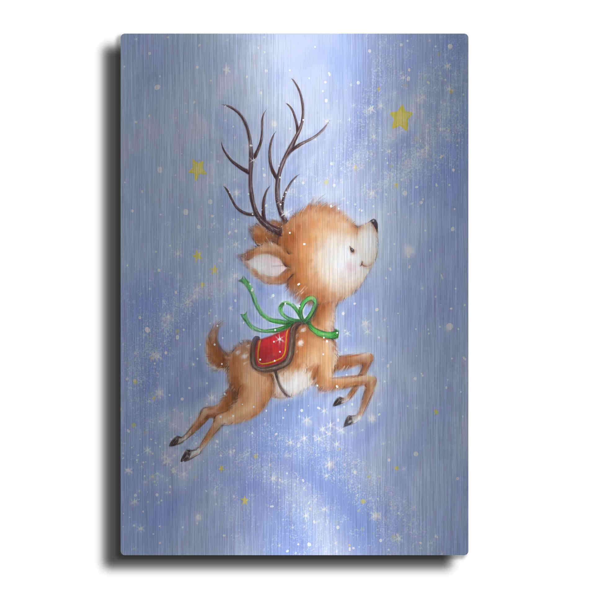 Luxe Metal Art 'Flying Rudolph' by Makiko, Metal Wall Art