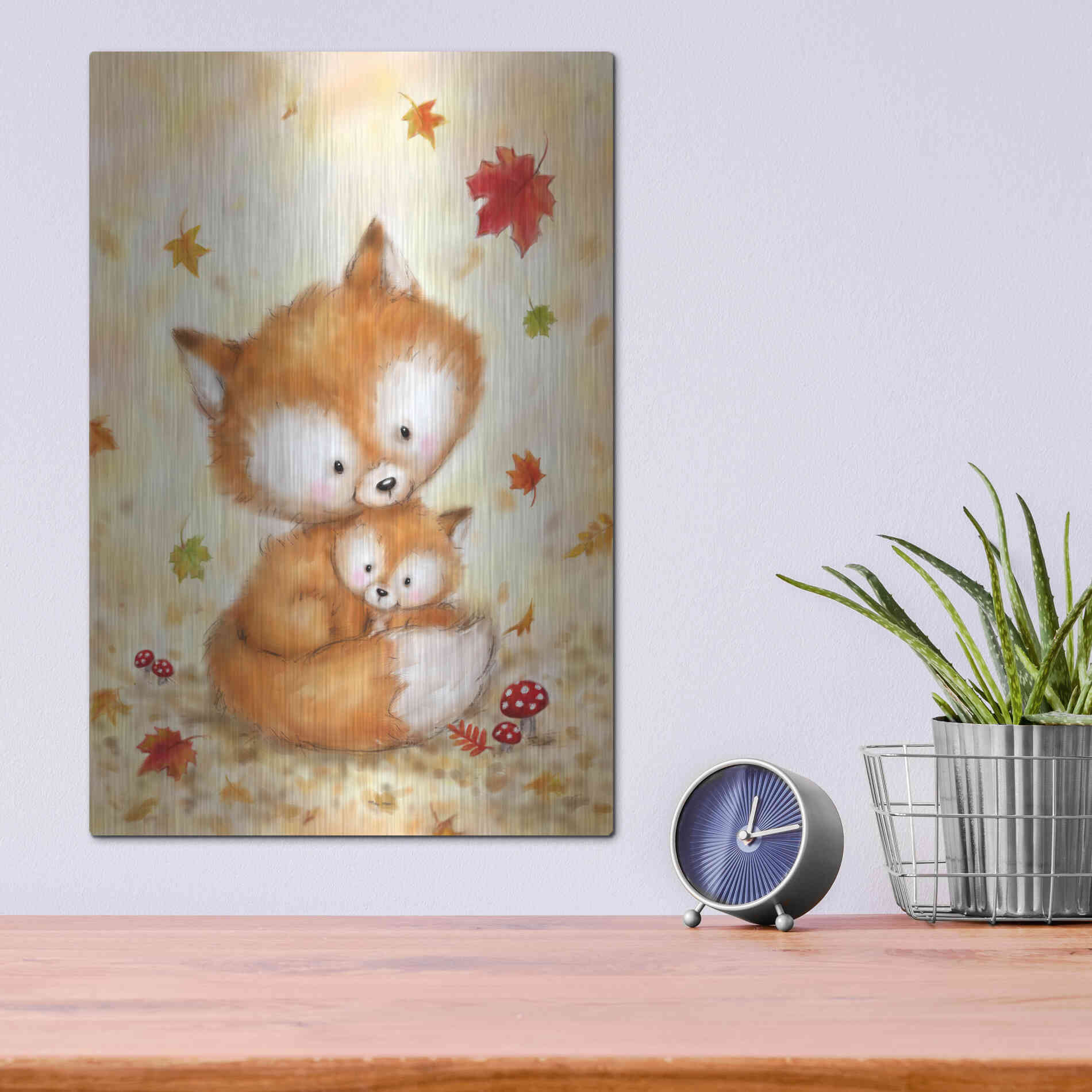 Luxe Metal Art 'Fox 2' by Makiko, Metal Wall Art,12x16