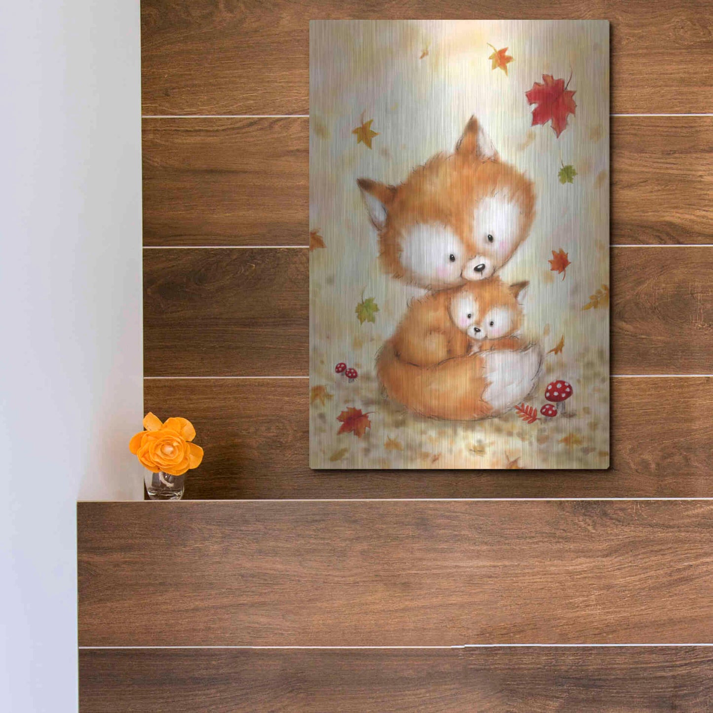 Luxe Metal Art 'Fox 2' by Makiko, Metal Wall Art,12x16