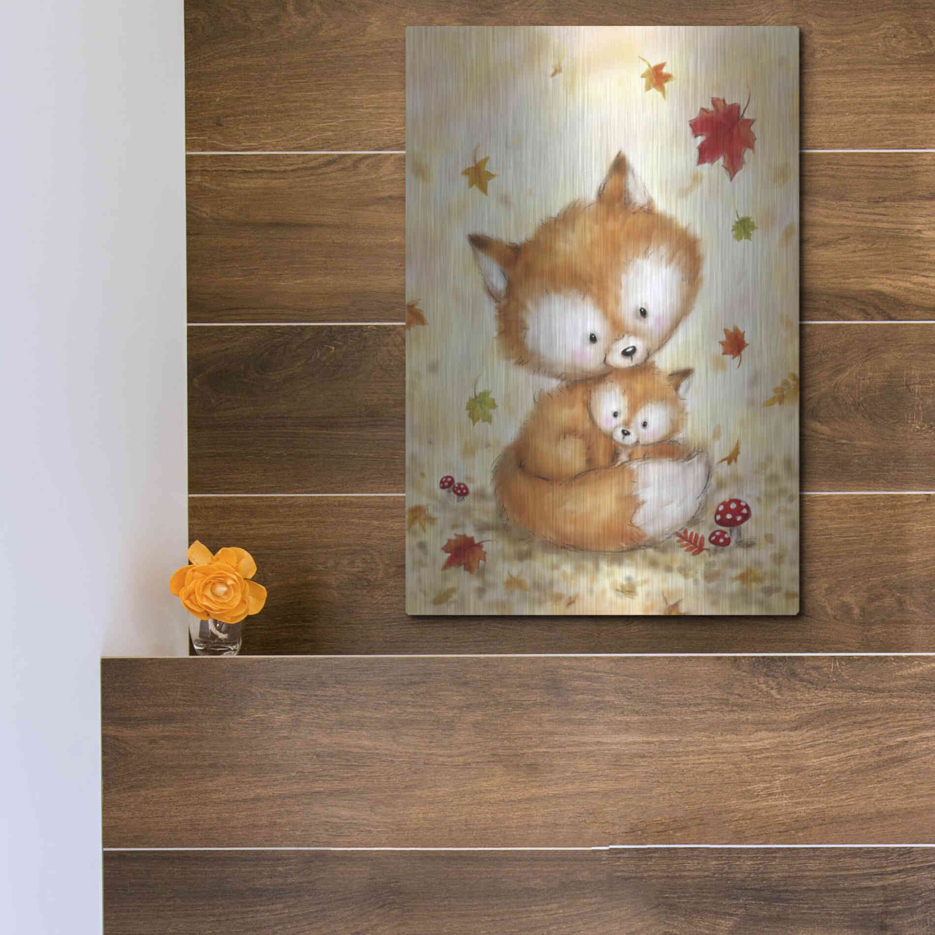 Luxe Metal Art 'Fox 2' by Makiko, Metal Wall Art,12x16
