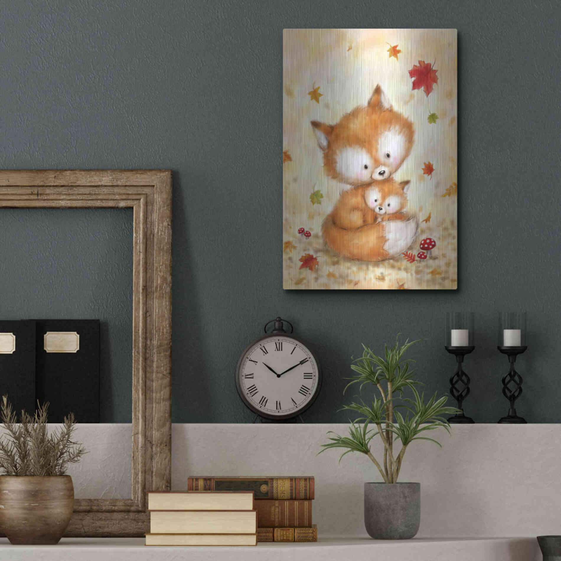 Luxe Metal Art 'Fox 2' by Makiko, Metal Wall Art,12x16