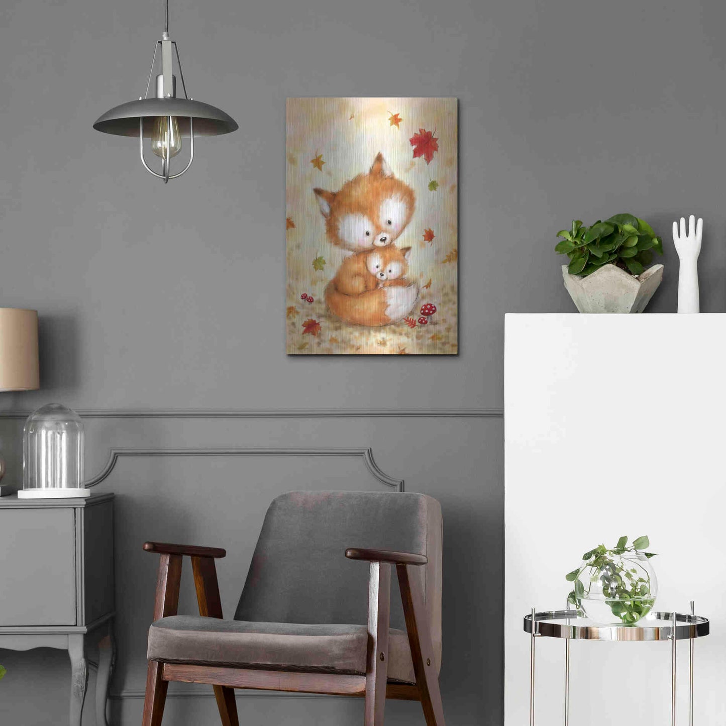 Luxe Metal Art 'Fox 2' by Makiko, Metal Wall Art,16x24