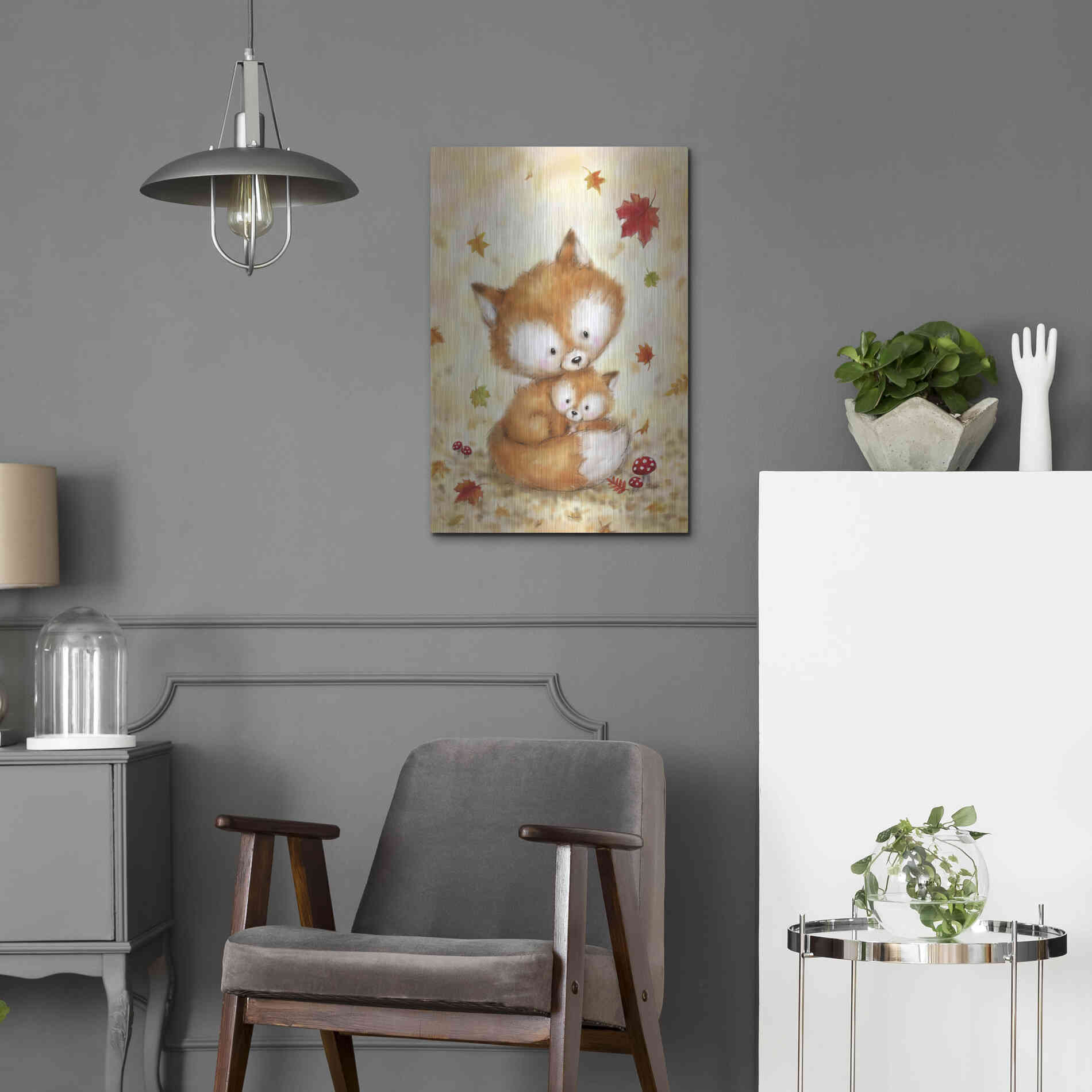 Luxe Metal Art 'Fox 2' by Makiko, Metal Wall Art,16x24