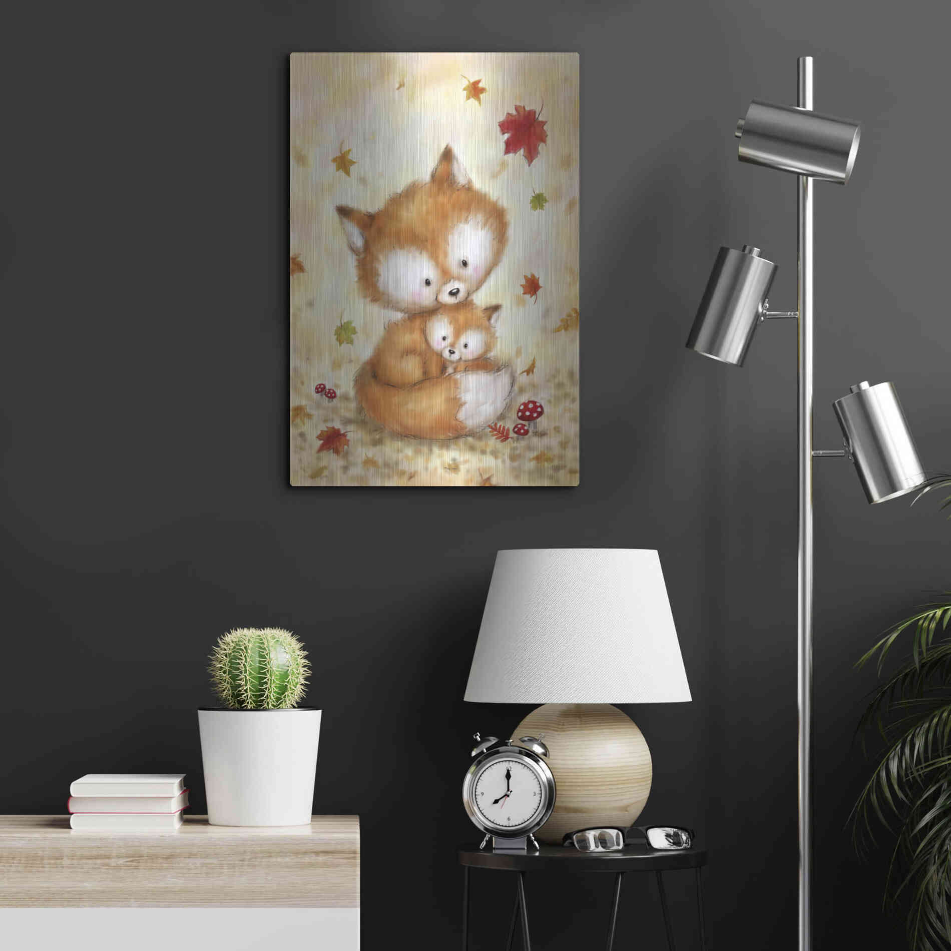 Luxe Metal Art 'Fox 2' by Makiko, Metal Wall Art,16x24