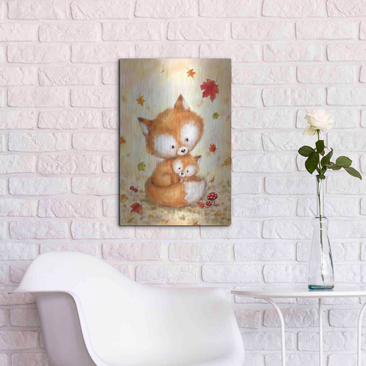 Luxe Metal Art 'Fox 2' by Makiko, Metal Wall Art,16x24