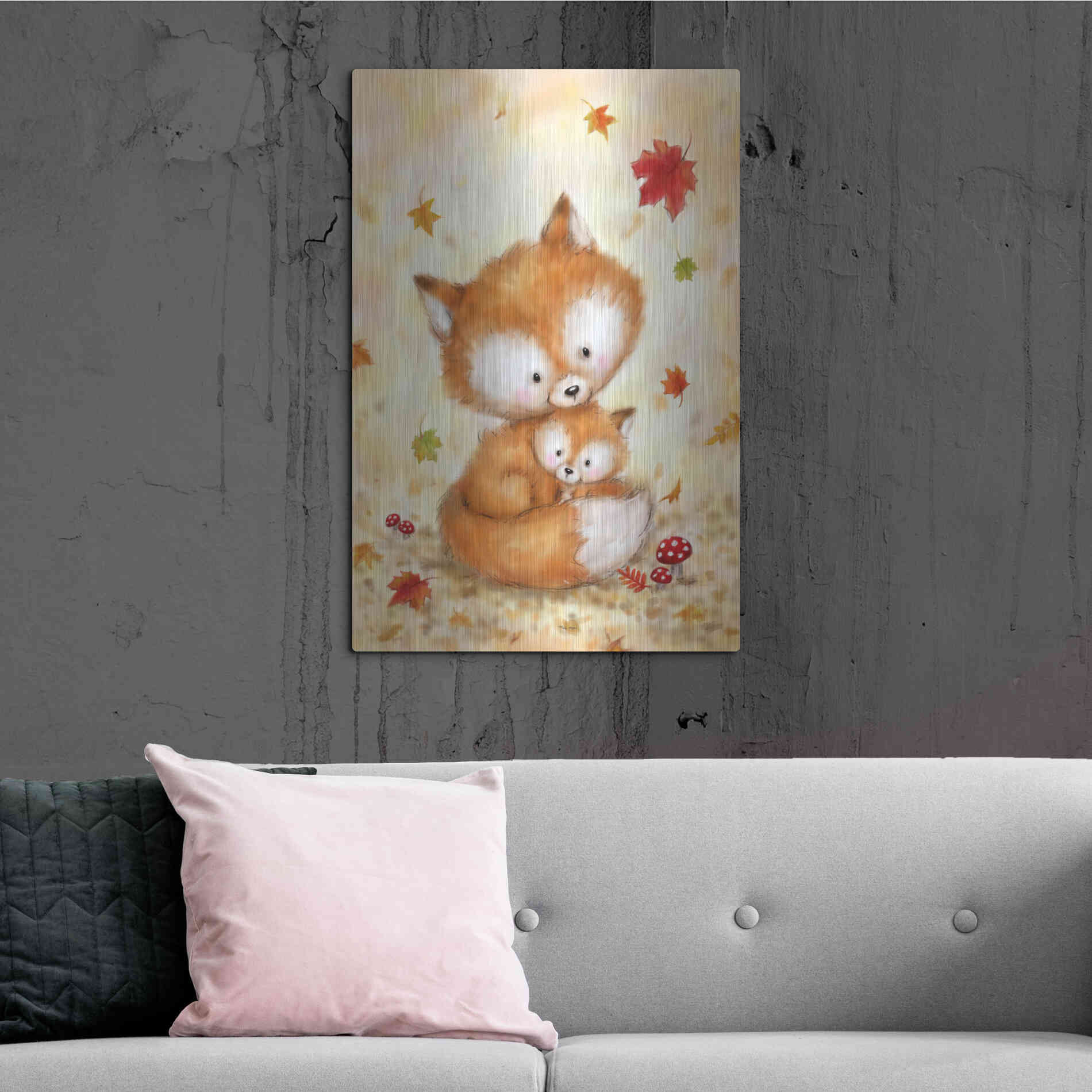 Luxe Metal Art 'Fox 2' by Makiko, Metal Wall Art,24x36