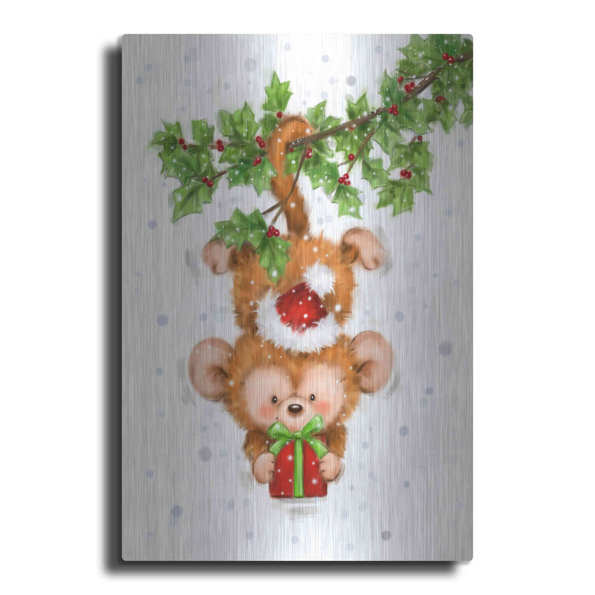 Luxe Metal Art 'Monkey Christmas' by Makiko, Metal Wall Art