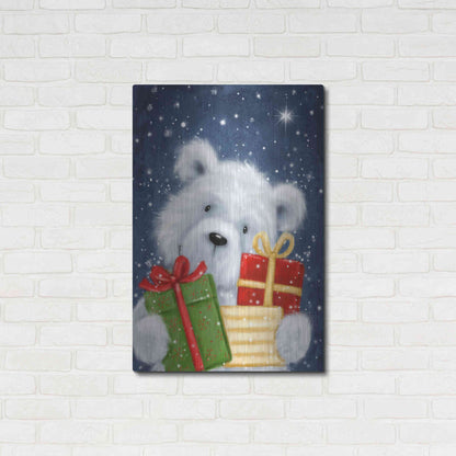 Luxe Metal Art 'Polar Bear and Presents' by Makiko, Metal Wall Art,24x36