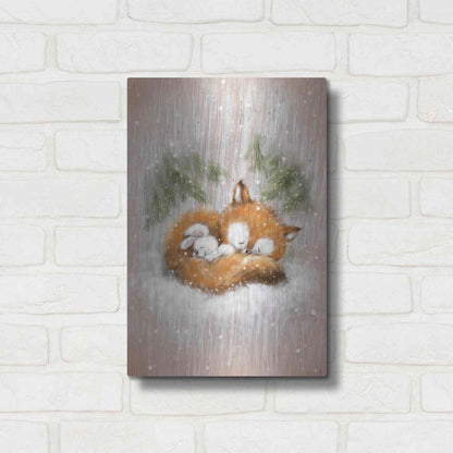 Luxe Metal Art 'Fox and Rabbit 2' by Makiko, Metal Wall Art,12x16