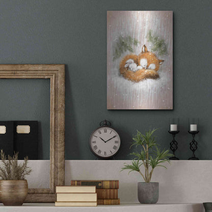 Luxe Metal Art 'Fox and Rabbit 2' by Makiko, Metal Wall Art,12x16