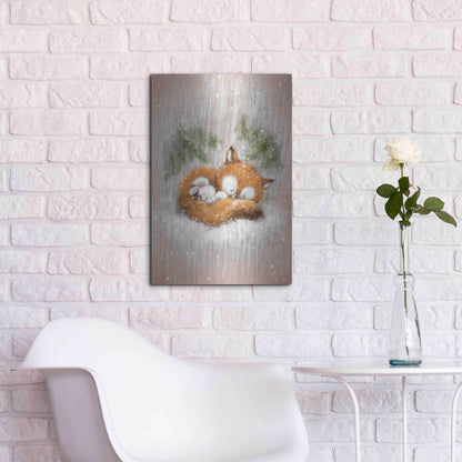 Luxe Metal Art 'Fox and Rabbit 2' by Makiko, Metal Wall Art,16x24
