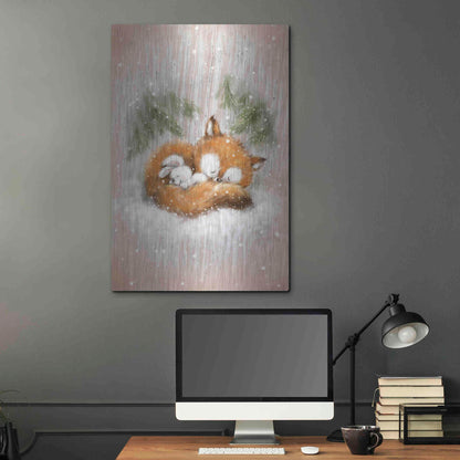 Luxe Metal Art 'Fox and Rabbit 2' by Makiko, Metal Wall Art,24x36