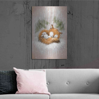 Luxe Metal Art 'Fox and Rabbit 2' by Makiko, Metal Wall Art,24x36