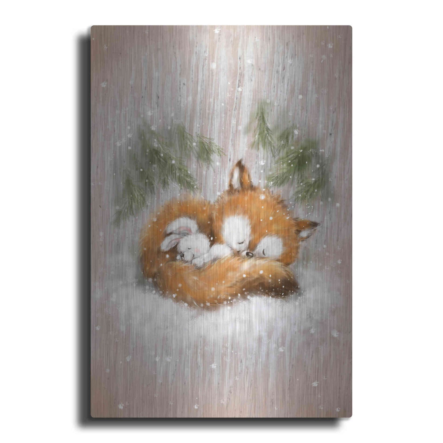 Luxe Metal Art 'Fox and Rabbit 2' by Makiko, Metal Wall Art
